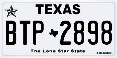 TX license plate BTP2898