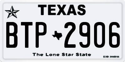 TX license plate BTP2906