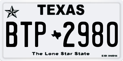 TX license plate BTP2980
