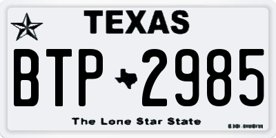 TX license plate BTP2985