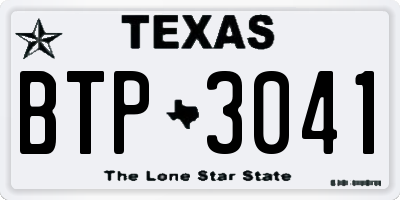 TX license plate BTP3041