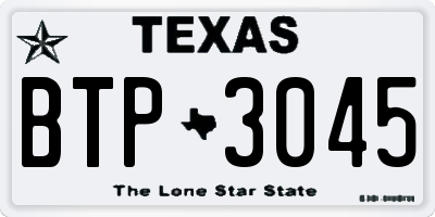 TX license plate BTP3045