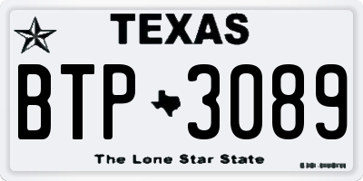 TX license plate BTP3089