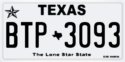 TX license plate BTP3093