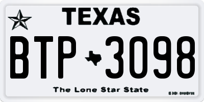 TX license plate BTP3098