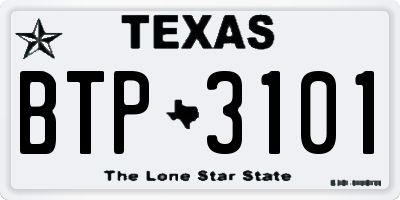 TX license plate BTP3101