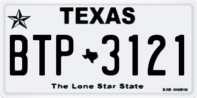 TX license plate BTP3121