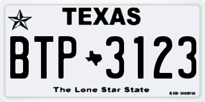 TX license plate BTP3123