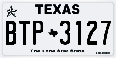 TX license plate BTP3127