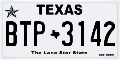 TX license plate BTP3142