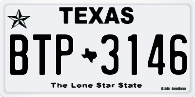 TX license plate BTP3146