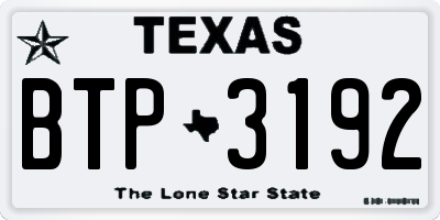 TX license plate BTP3192