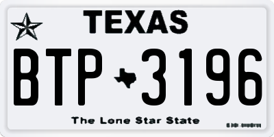 TX license plate BTP3196