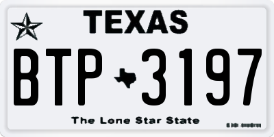 TX license plate BTP3197
