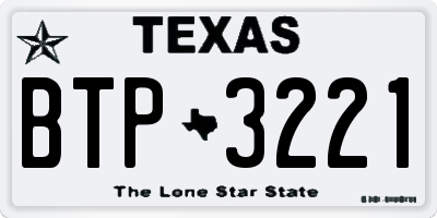 TX license plate BTP3221