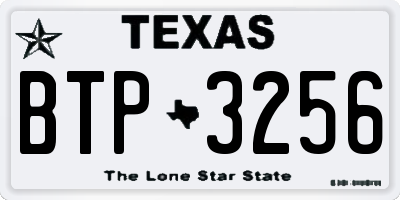 TX license plate BTP3256