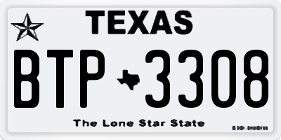 TX license plate BTP3308