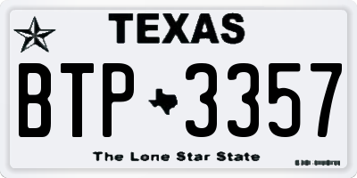 TX license plate BTP3357