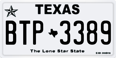 TX license plate BTP3389