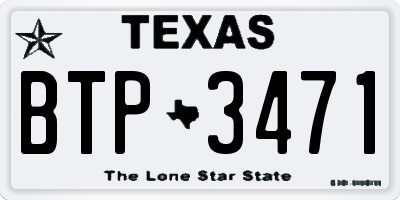 TX license plate BTP3471