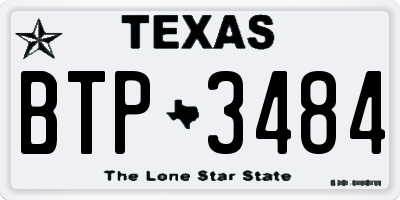 TX license plate BTP3484