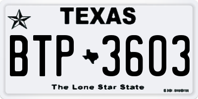 TX license plate BTP3603
