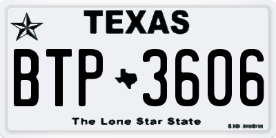 TX license plate BTP3606