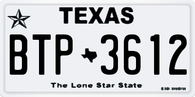 TX license plate BTP3612