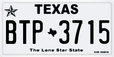 TX license plate BTP3715