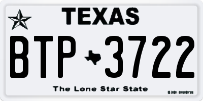 TX license plate BTP3722