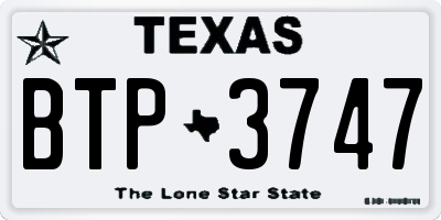 TX license plate BTP3747