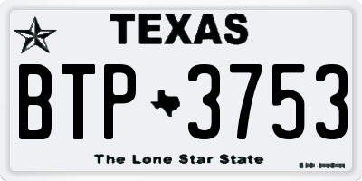 TX license plate BTP3753