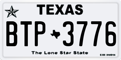 TX license plate BTP3776