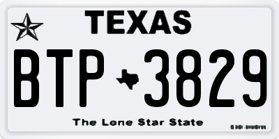 TX license plate BTP3829