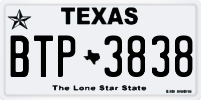 TX license plate BTP3838