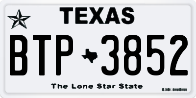 TX license plate BTP3852
