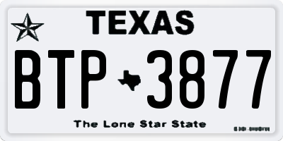 TX license plate BTP3877