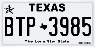 TX license plate BTP3985