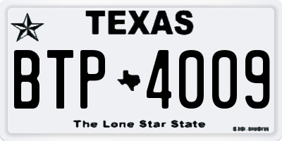 TX license plate BTP4009