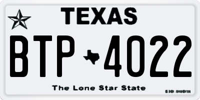 TX license plate BTP4022