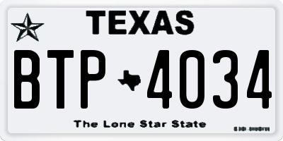 TX license plate BTP4034