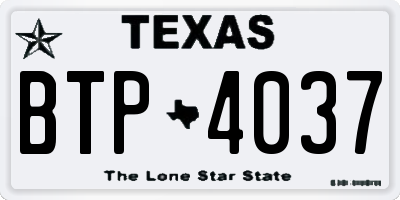 TX license plate BTP4037