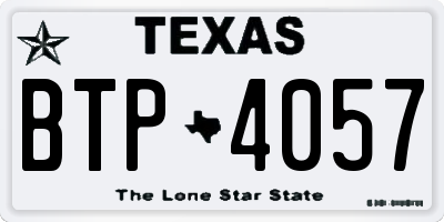 TX license plate BTP4057
