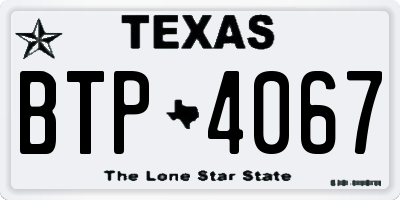 TX license plate BTP4067
