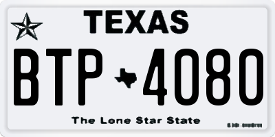 TX license plate BTP4080
