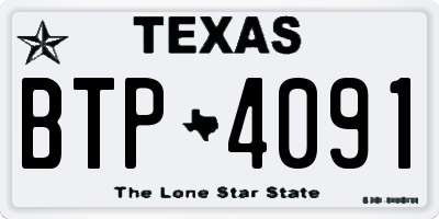 TX license plate BTP4091