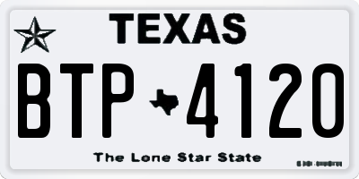 TX license plate BTP4120
