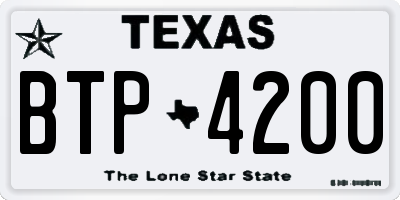 TX license plate BTP4200