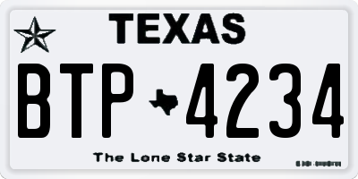 TX license plate BTP4234