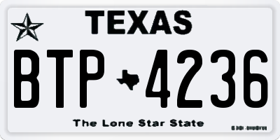 TX license plate BTP4236